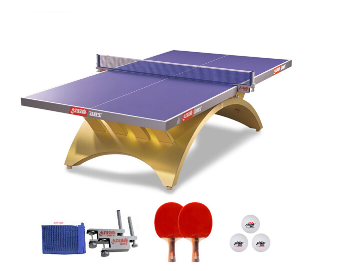 紅雙喜(DHS)金彩虹比賽賽事乒乓球桌專業球臺TCH-G LED燈(高檔網架、乒拍、乒球）